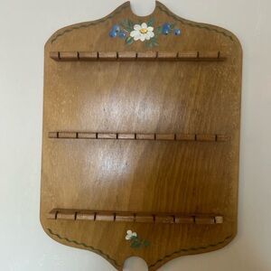 Vintage Spoon Rack with Floral Design